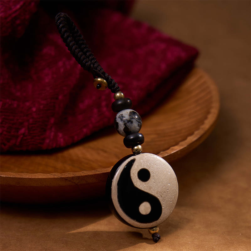 Buddha Steine Natürlicher Achat Yin Yang Dzi Perle Balance Schlüsselanhänger