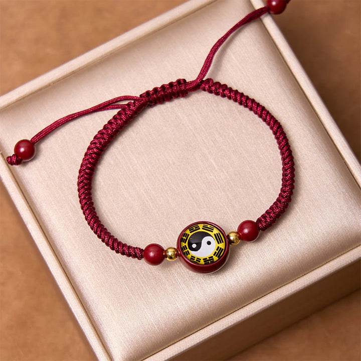 Buddha-Steine ​​Glücks-Zinnober-rote Schnur Yin Yang Symbol Bagua Segen Armband - image 6