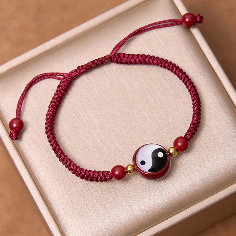 Buddha-Steine ​​Glücks-Zinnober-rote Schnur Yin Yang Symbol Bagua Segen Armband - image 3