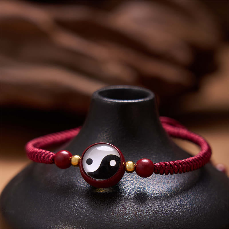 Buddha-Steine ​​Glücks-Zinnober-rote Schnur Yin Yang Symbol Bagua Segen Armband - image 1