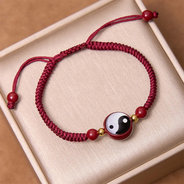 Buddha-Steine Glücks-Zinnober-rote Schnur Yin Yang Symbol Bagua Segen Armband