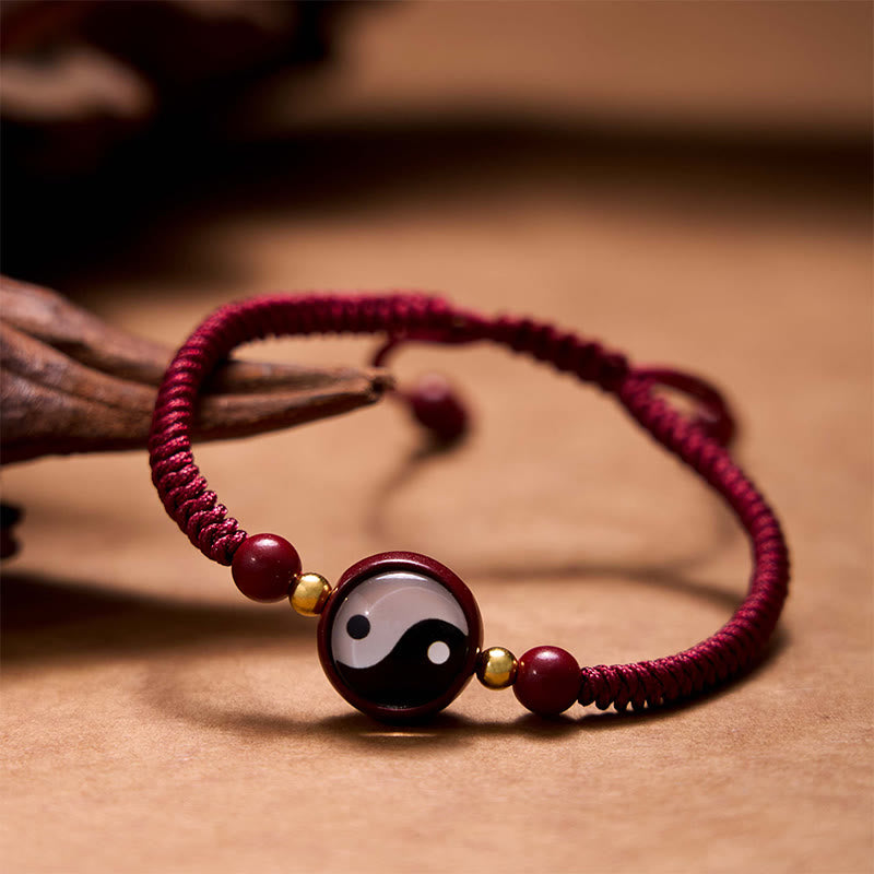 Buddha-Steine ​​Glücks-Zinnober-rote Schnur Yin Yang Symbol Bagua Segen Armband - image 2