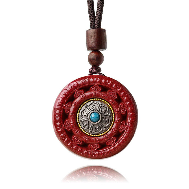 Buddha-Steine Zinnober Om Mani Padme Hum Segen drehbar Halskette Anhänger - image 15