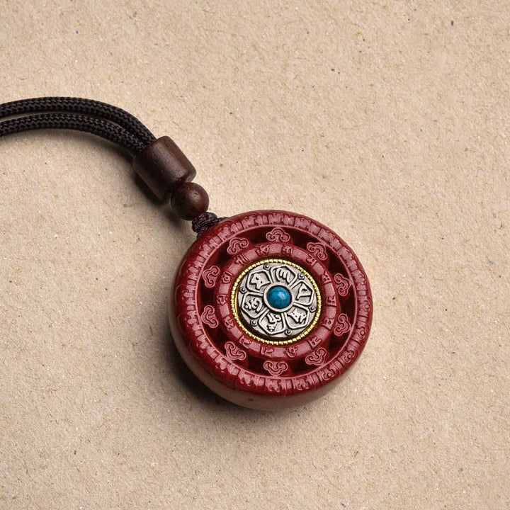 Buddha-Steine Zinnober Om Mani Padme Hum Segen drehbar Halskette Anhänger - Zinnober Halskette - image 14