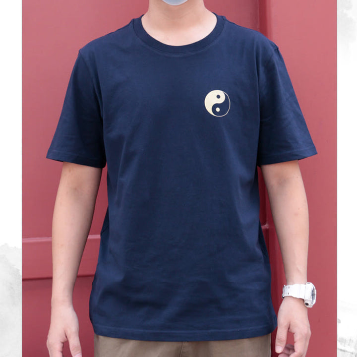 Buddha Stones Herren Sommer-T-Shirt aus Baumwolle mit Rundhalsausschnitt und kurzen Ärmeln, Yin Yang - image 4