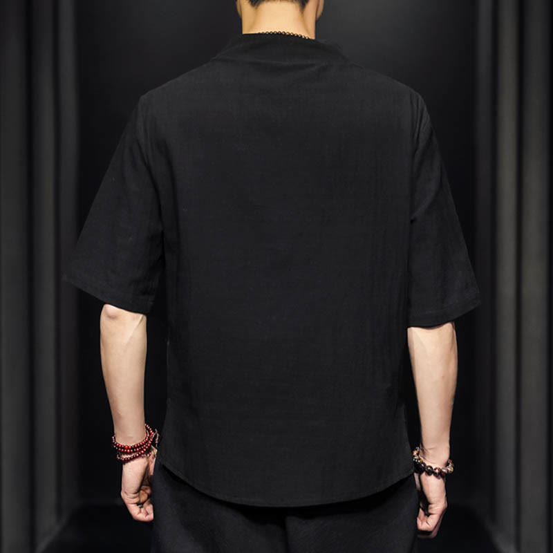 Buddha Stones Casual Sommer Halbarmhemd Baumwolle Herrenbekleidung - image 10