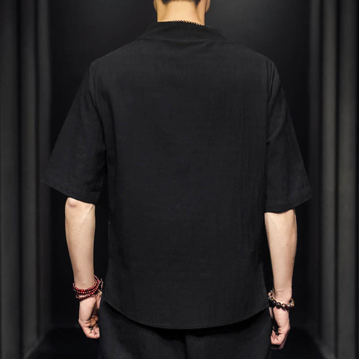 Buddha Stones Casual Sommer Halbarmhemd Baumwolle Herrenbekleidung - image 10