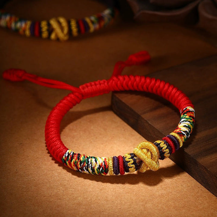 Armband mit Buddha-Steinen, 925er Sterlingsilber, Om Mani Padme Hum, King Kong Knoten, Glaube - Rot (Handgelenkumfang: 14–21 cm) - Normaler Stil - image 0