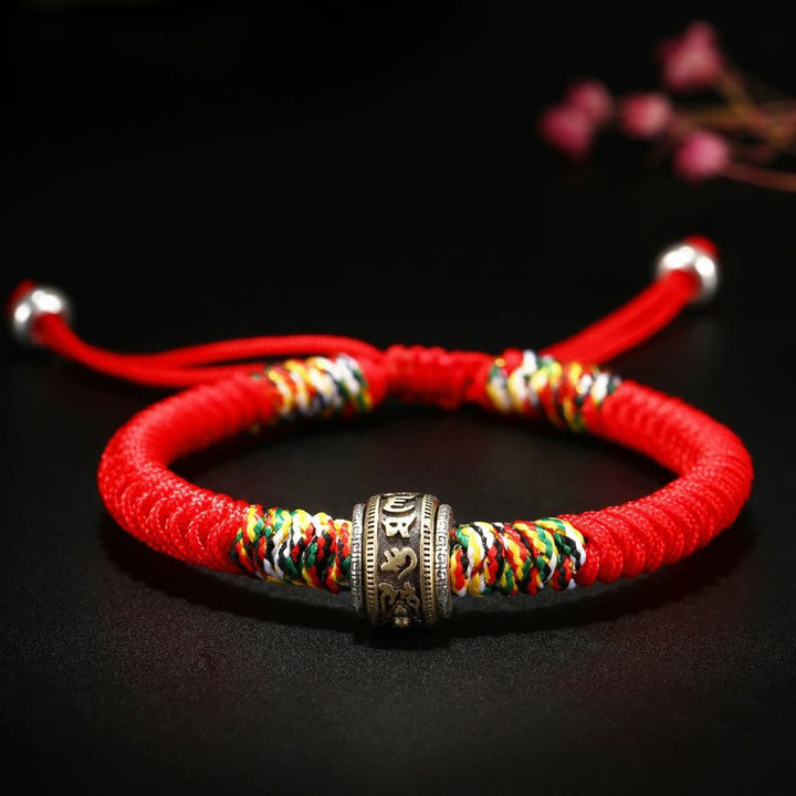 Armband mit Buddha-Steinen, 925er Sterlingsilber, Om Mani Padme Hum, King Kong Knoten, Glaube