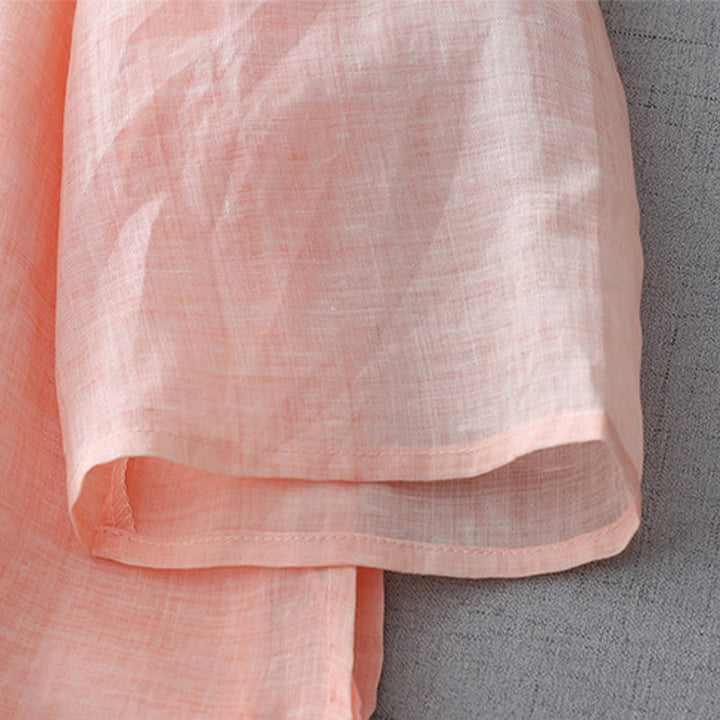 Buddha Stones Einfarbiges, doppellagiges Baumwoll-Leinen-Hemd mit Froschknöpfen und Dreiviertelärmeln - image 21