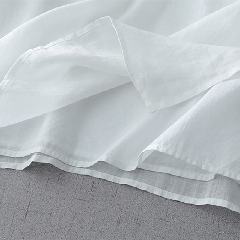 Buddha Stones Einfarbiges, doppellagiges Baumwoll-Leinen-Hemd mit Froschknöpfen und Dreiviertelärmeln - image 4