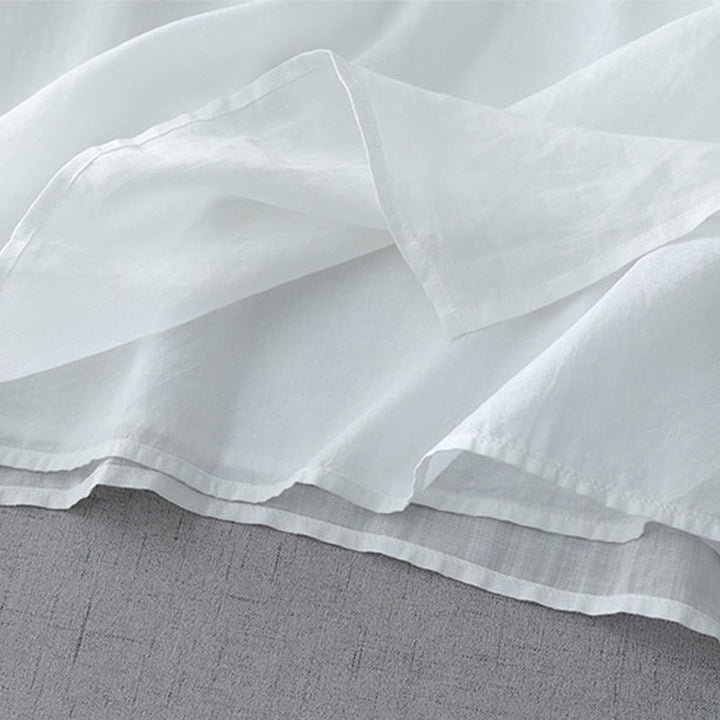 Buddha Stones Einfarbiges, doppellagiges Baumwoll-Leinen-Hemd mit Froschknöpfen und Dreiviertelärmeln - image 4