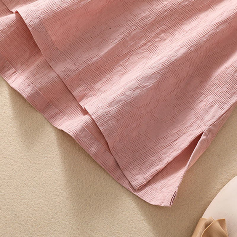 Kurzärmliges Baumwoll-Leinen-Hemd mit Buddha-Steine-Pflaumenblüten-Stickerei und Froschknopf - image 10