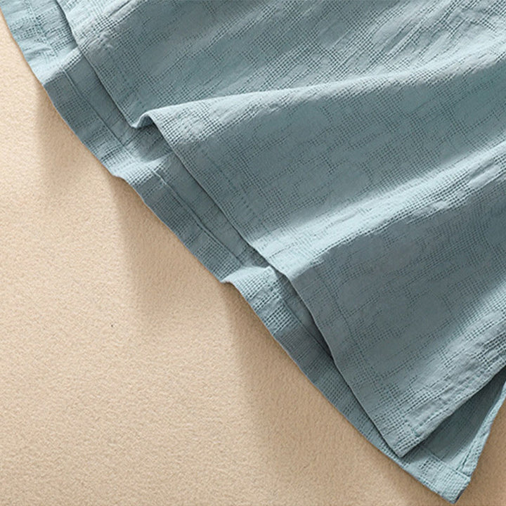 Kurzärmliges Baumwoll-Leinen-Hemd mit Buddha-Steine-Pflaumenblüten-Stickerei und Froschknopf - image 23