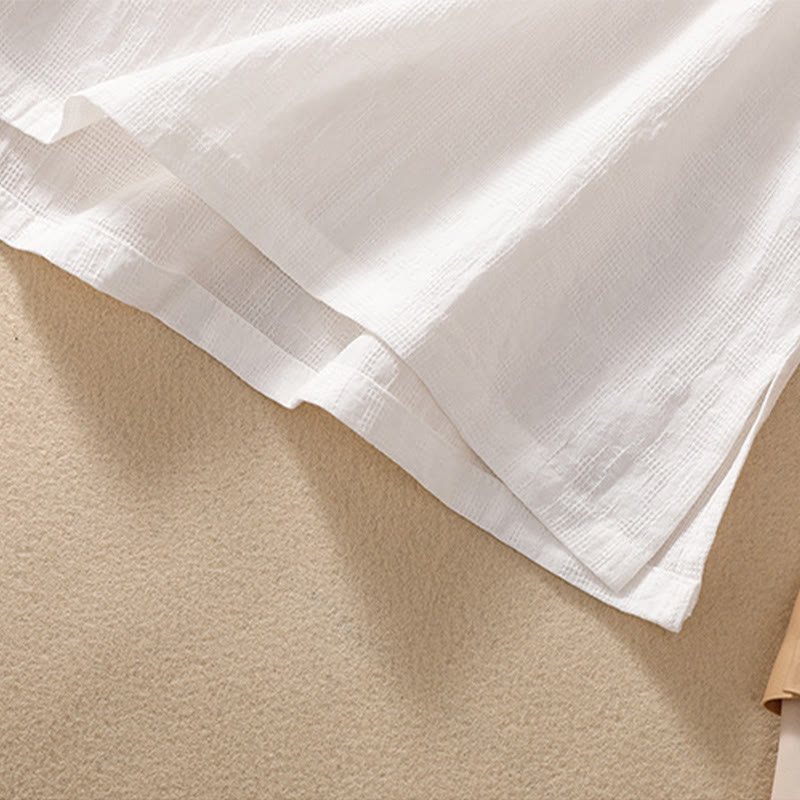 Kurzärmliges Baumwoll-Leinen-Hemd mit Buddha-Steine-Pflaumenblüten-Stickerei und Froschknopf - image 31