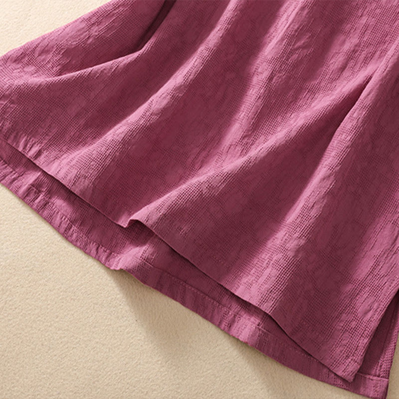 Kurzärmliges Baumwoll-Leinen-Hemd mit Buddha-Steine-Pflaumenblüten-Stickerei und Froschknopf - image 38