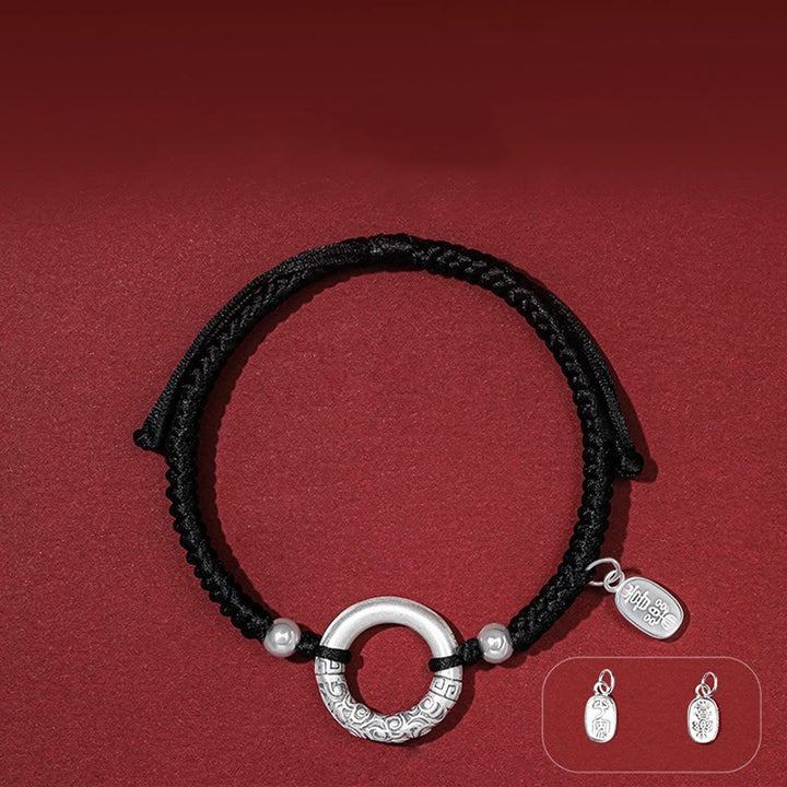 Buddha Stones 925 Sterling Silber Schwarzer Onyx Peace Schnalle Fu Charakter Charm Armband - Peace-Schnalle und Silberperlen, Peace-and-Joy-Charm (Handgelenkumfang 14–26 cm) - image 9