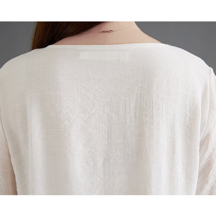 Buddha Stones 2-teiliges Langarmhemd mit Froschknöpfen und weiten Beinen, Meditationskleidung aus Baumwolle und Leinen - image 11