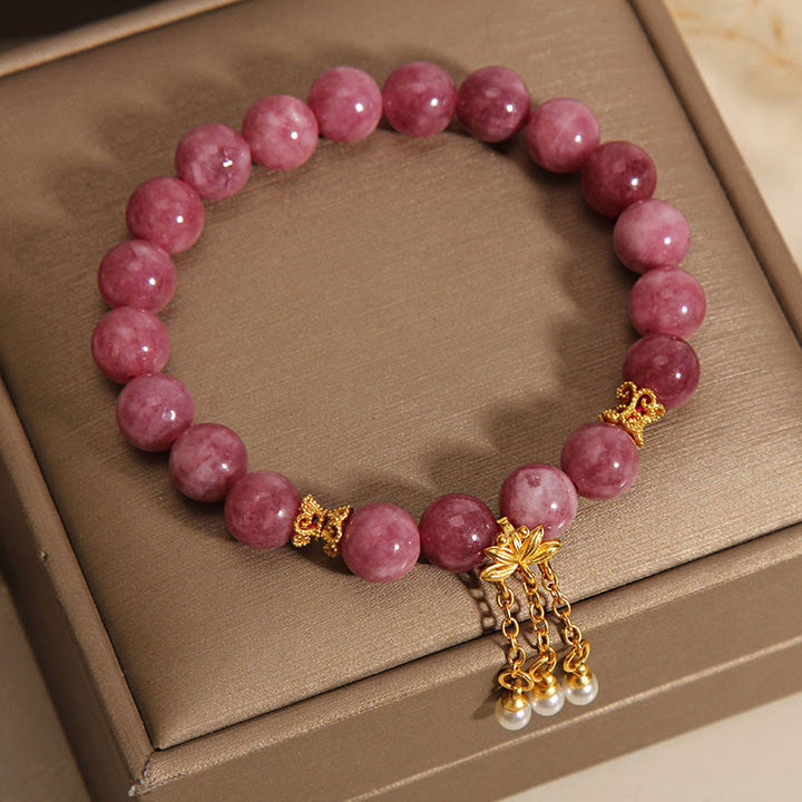 Buddha Stones Rosa Turmalin Lotusblüte Positives Armband