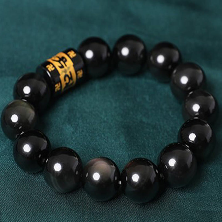 Buddha-Steine Regenbogen-Obsidian Om Mani Padme Hum Swastika Positive Armband