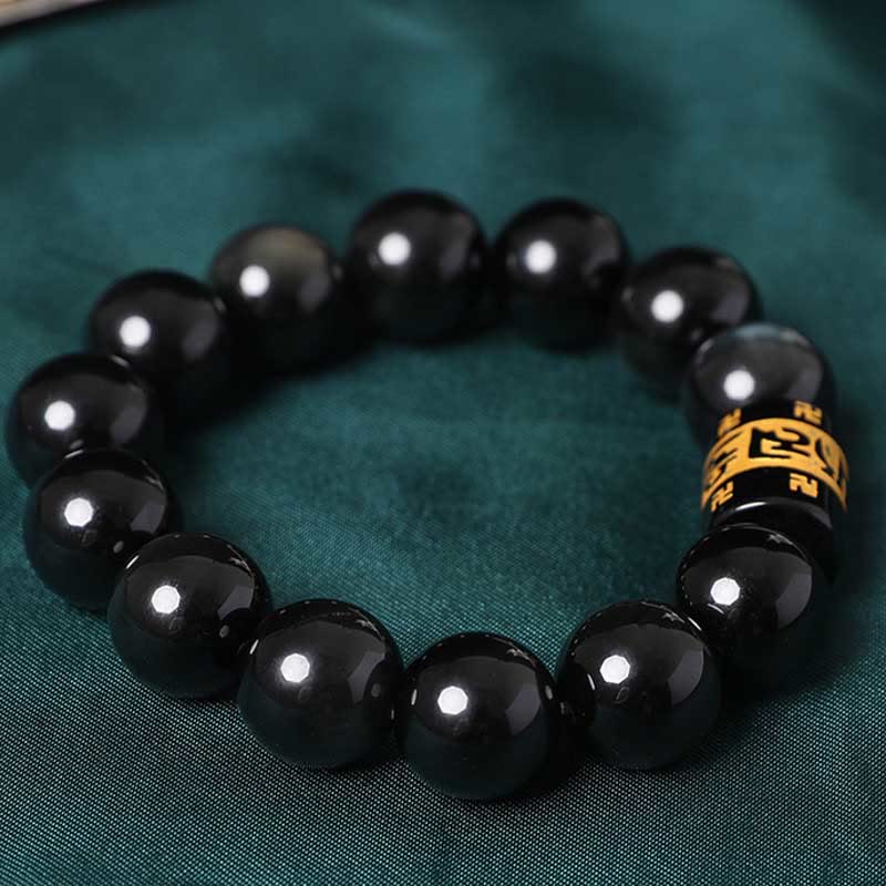 Buddha-Steine Regenbogen-Obsidian Om Mani Padme Hum Swastika Positive Armband