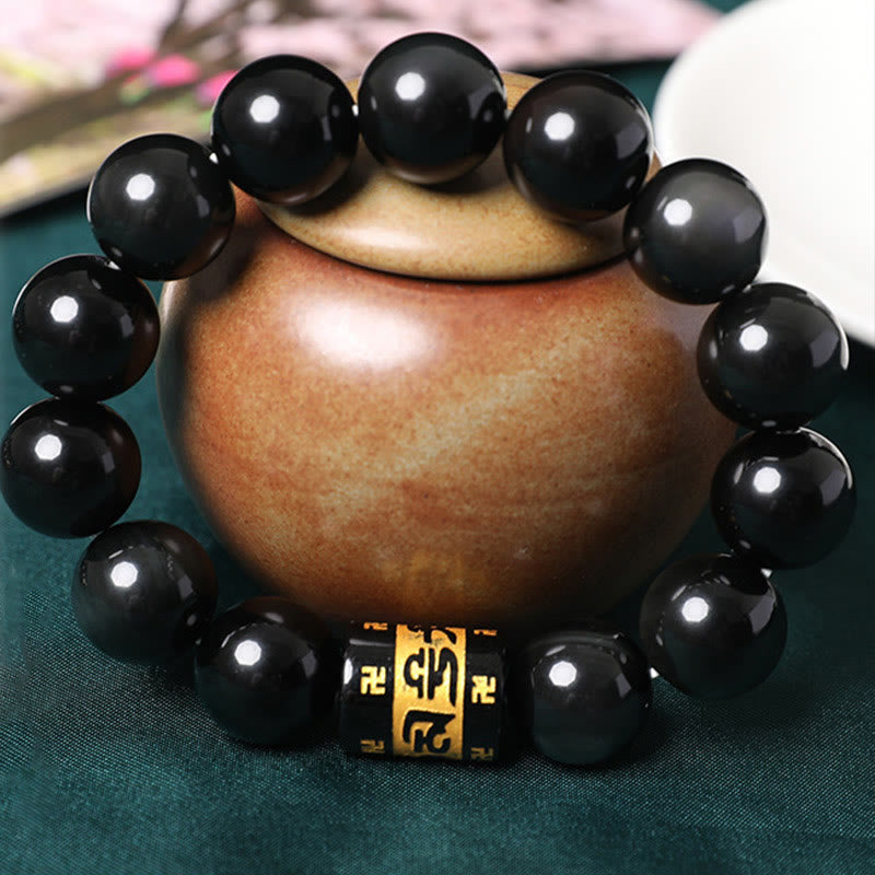 Buddha-Steine Regenbogen-Obsidian Om Mani Padme Hum Swastika Positive Armband