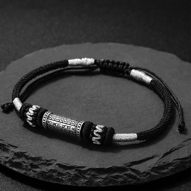 Armband aus geflochtenem Seil mit Buddha-Steinen, 925er Sterlingsilber, Om Mani Padme Hum Weisheit