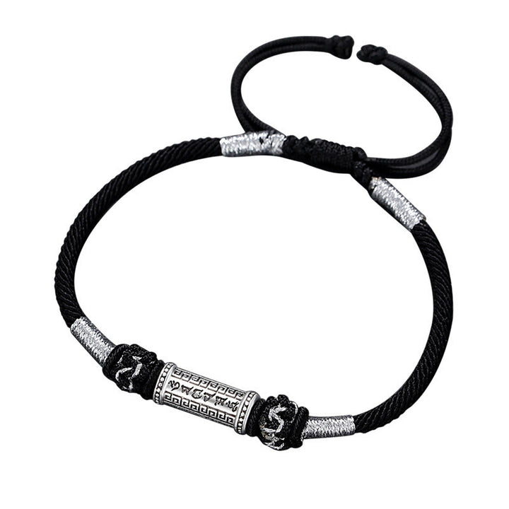 Armband aus geflochtenem Seil mit Buddha-Steinen, 925er Sterlingsilber, Om Mani Padme Hum Weisheit