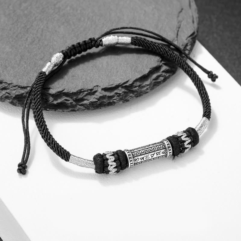 Armband aus geflochtenem Seil mit Buddha-Steinen, 925er Sterlingsilber, Om Mani Padme Hum Weisheit - image 1