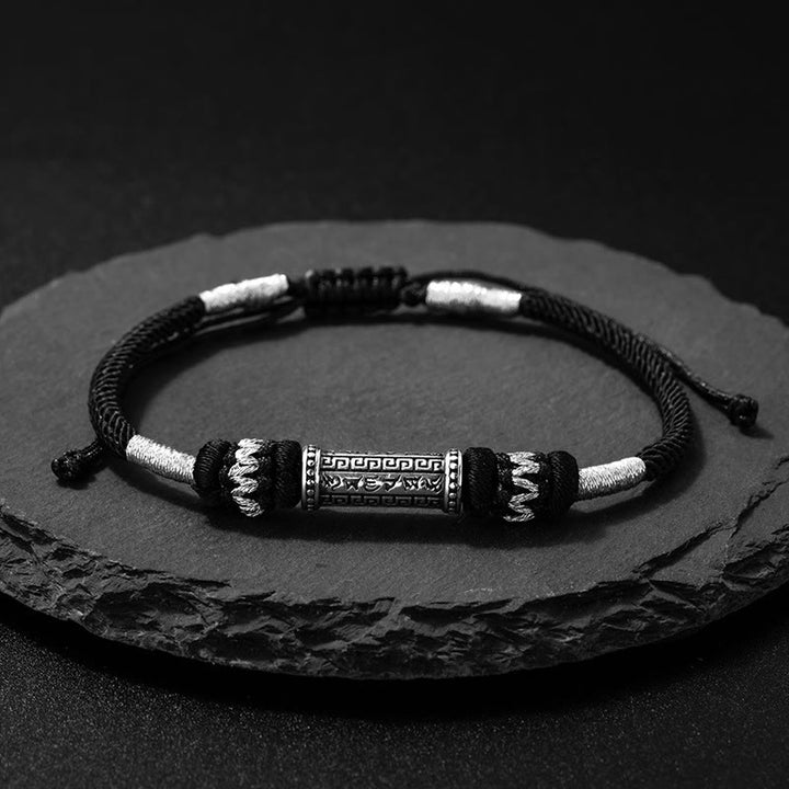 Armband aus geflochtenem Seil mit Buddha-Steinen, 925er Sterlingsilber, Om Mani Padme Hum Weisheit