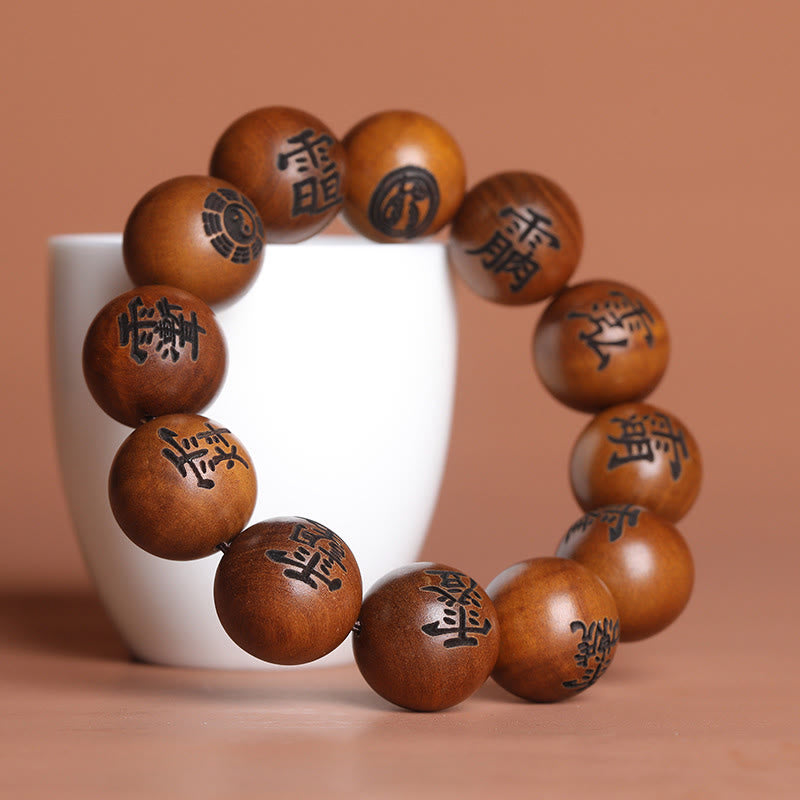 Buddha-Steine, vom Blitz getroffen, Jujube-Holz, Yin Yang, Bagua, taoistische Tabu-Zeichen, eingraviertes Schutzarmband - image 8