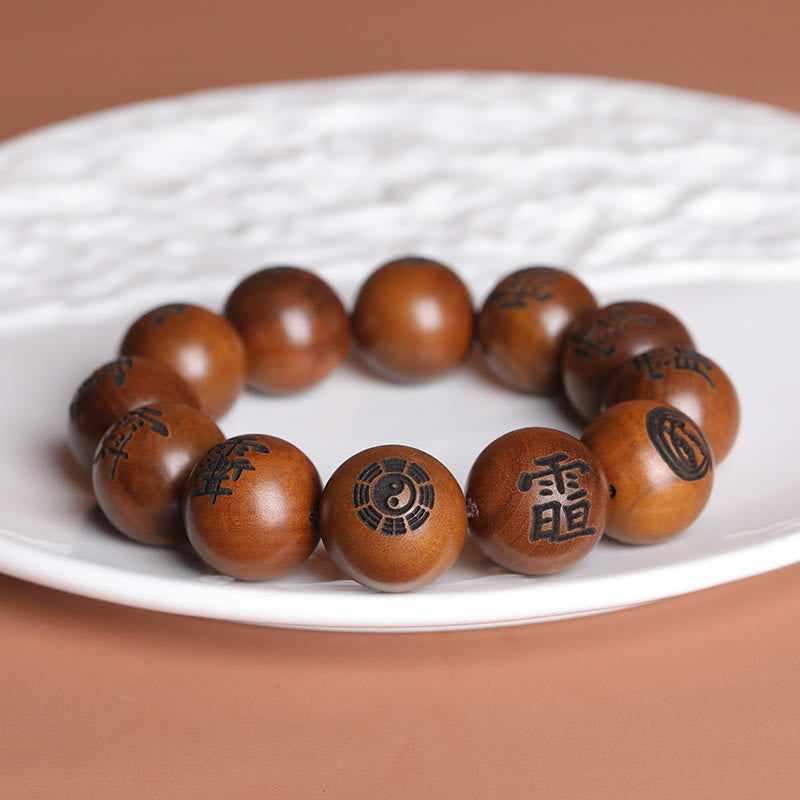 Buddha-Steine, vom Blitz getroffen, Jujube-Holz, Yin Yang, Bagua, taoistische Tabu-Zeichen, eingraviertes Schutzarmband - image 9