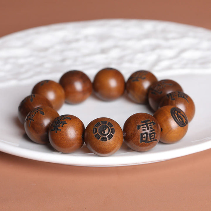 Buddha-Steine, vom Blitz getroffen, Jujube-Holz, Yin Yang, Bagua, taoistische Tabu-Zeichen, eingraviertes Schutzarmband - image 9