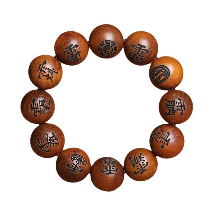 Buddha-Steine, vom Blitz getroffen, Jujube-Holz, Yin Yang, Bagua, taoistische Tabu-Zeichen, eingraviertes Schutzarmband - image 12