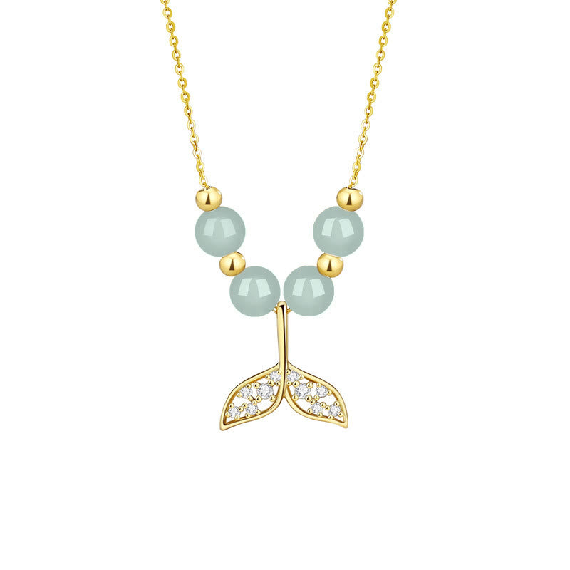 Buddha Stones 925 Sterling Silber Hetian Jade Perle Fischschwanz Glück Halskette Anhänger - image 13