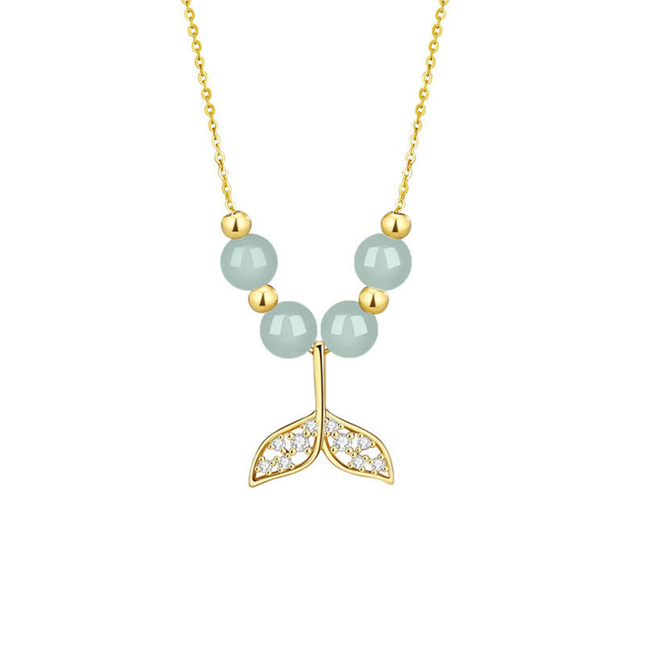 Buddha Stones 925 Sterling Silber Hetian Jade Perle Fischschwanz Glück Halskette Anhänger - image 13