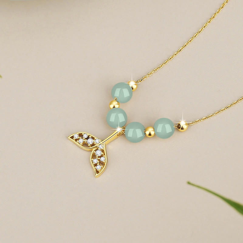 Buddha Stones 925 Sterling Silber Hetian Jade Perle Fischschwanz Glück Halskette Anhänger - image 9