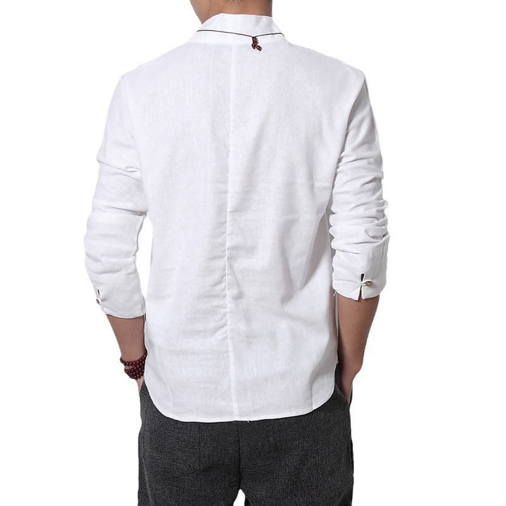 Buddha Stones Freizeit-Langarmshirt mit V-Ausschnitt für Herren - image 3
