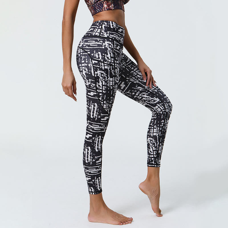 Buddha Stones Rose Lines Tiger Leopard Print Sport Fitness Hohe Taille Leggings Damen Yogahose mit Taschen - image 7