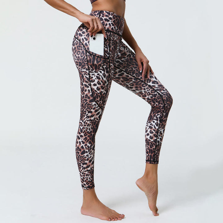 Buddha Stones Rose Lines Tiger Leopard Print Sport Fitness Hohe Taille Leggings Damen Yogahose mit Taschen - image 17