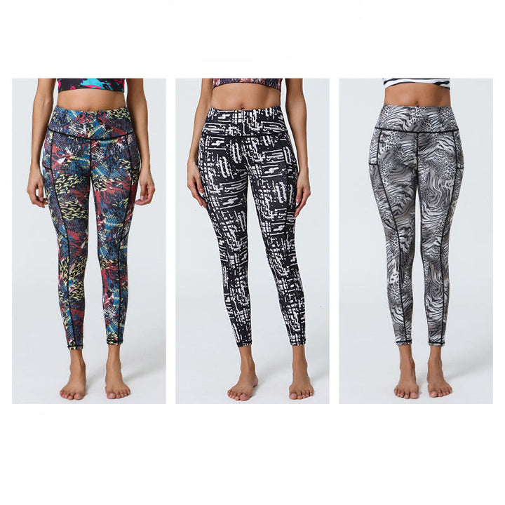 Buddha Stones Rose Lines Tiger Leopard Print Sport Fitness Hohe Taille Leggings Damen Yogahose mit Taschen