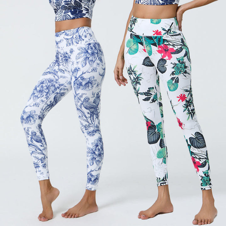 Buddha-Steine, Blumen, Blätter, Pusteblumen, Ananas-Print, Sport-Fitness-Leggings mit hoher Taille, Damen-Yogahose