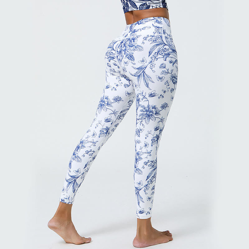 Buddha-Steine, Blumen, Blätter, Pusteblumen, Ananas-Print, Sport-Fitness-Leggings mit hoher Taille, Damen-Yogahose - image 5