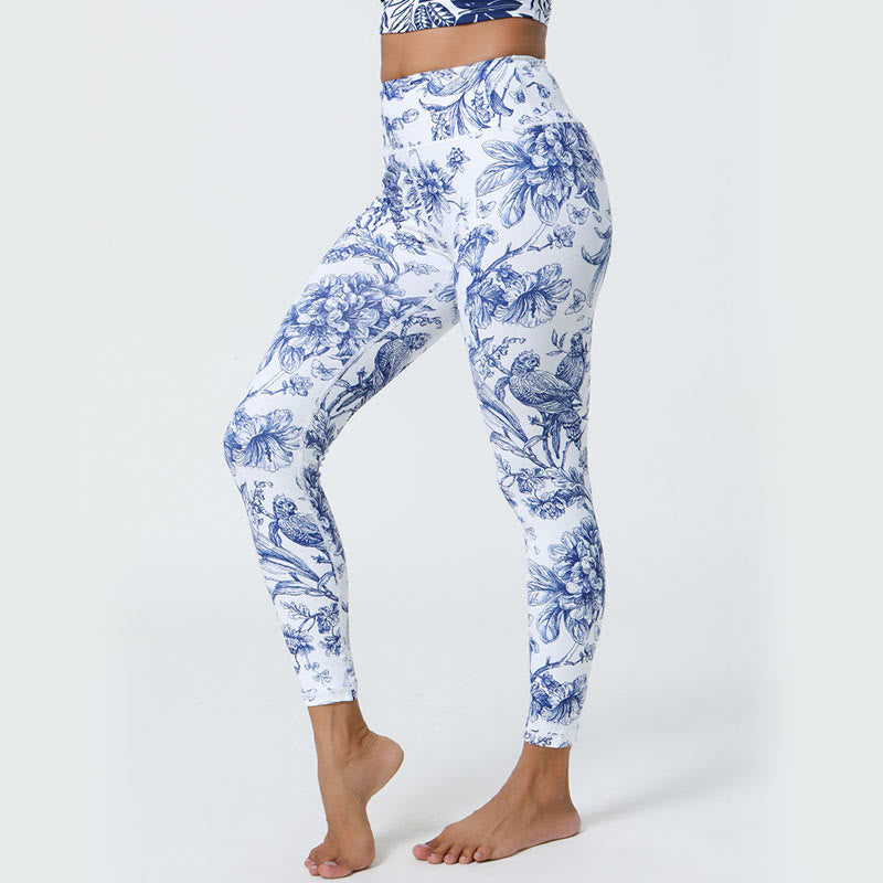 Buddha-Steine, Blumen, Blätter, Pusteblumen, Ananas-Print, Sport-Fitness-Leggings mit hoher Taille, Damen-Yogahose