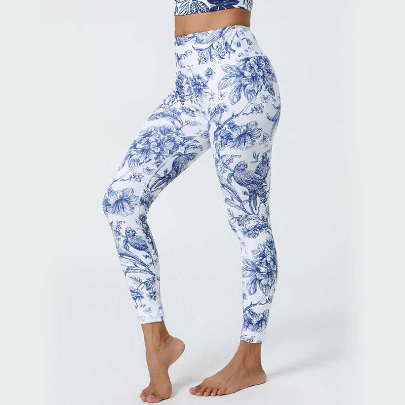 Buddha-Steine, Blumen, Blätter, Pusteblumen, Ananas-Print, Sport-Fitness-Leggings mit hoher Taille, Damen-Yogahose - image 4