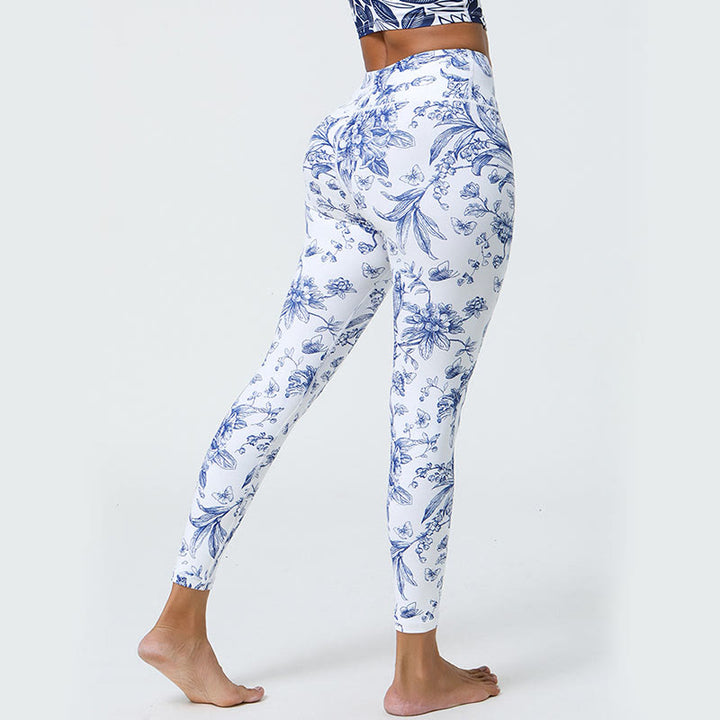 Buddha-Steine, Blumen, Blätter, Pusteblumen, Ananas-Print, Sport-Fitness-Leggings mit hoher Taille, Damen-Yogahose