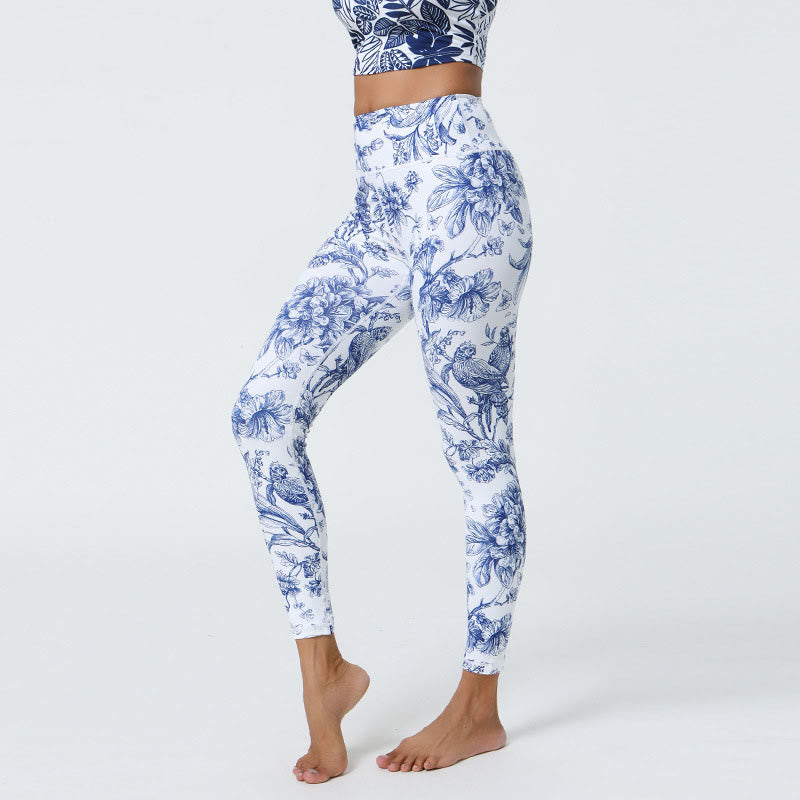 Buddha-Steine, Blumen, Blätter, Pusteblumen, Ananas-Print, Sport-Fitness-Leggings mit hoher Taille, Damen-Yogahose - image 3