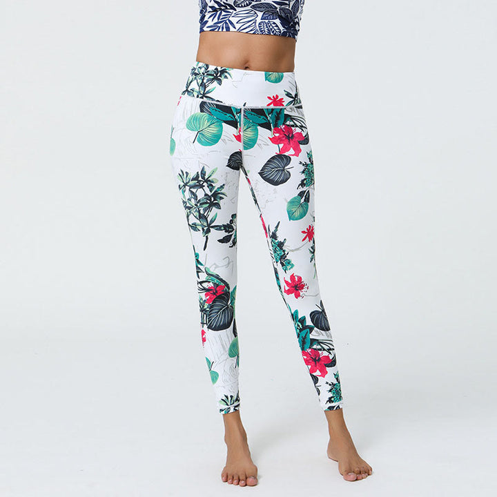 Buddha-Steine, Blumen, Blätter, Pusteblumen, Ananas-Print, Sport-Fitness-Leggings mit hoher Taille, Damen-Yogahose