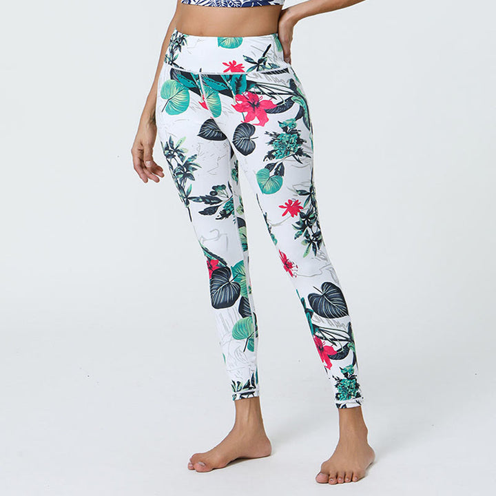 Buddha-Steine, Blumen, Blätter, Pusteblumen, Ananas-Print, Sport-Fitness-Leggings mit hoher Taille, Damen-Yogahose