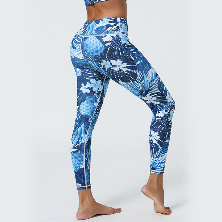 Buddha-Steine, Blumen, Blätter, Pusteblumen, Ananas-Print, Sport-Fitness-Leggings mit hoher Taille, Damen-Yogahose